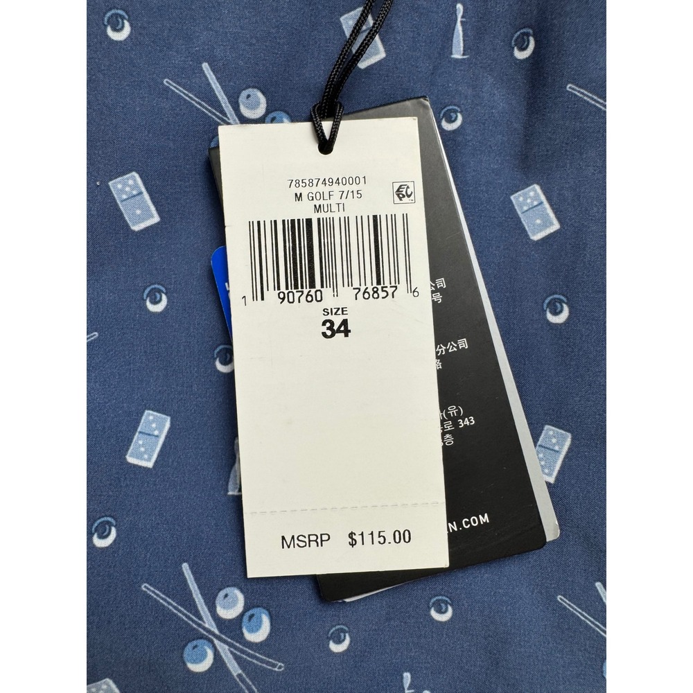 RLX Ralph Lauren Mens Golf Shorts Blue Pool Billiards Dominoes Print Size 34 NEW - Picture 4 of 16